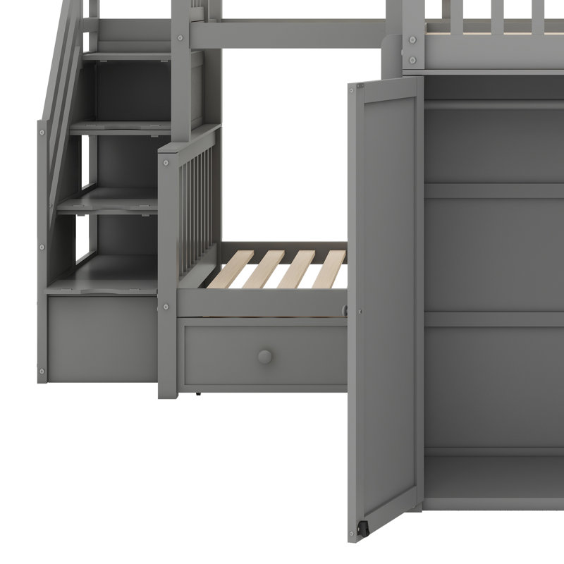 Twin over full bunk bed l shops shaped